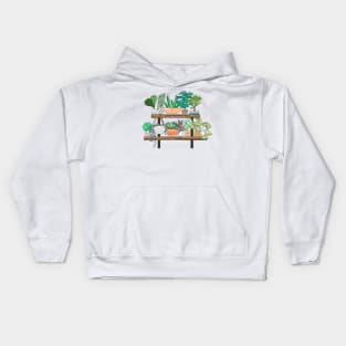 Plant buddies on a shelf Kids Hoodie